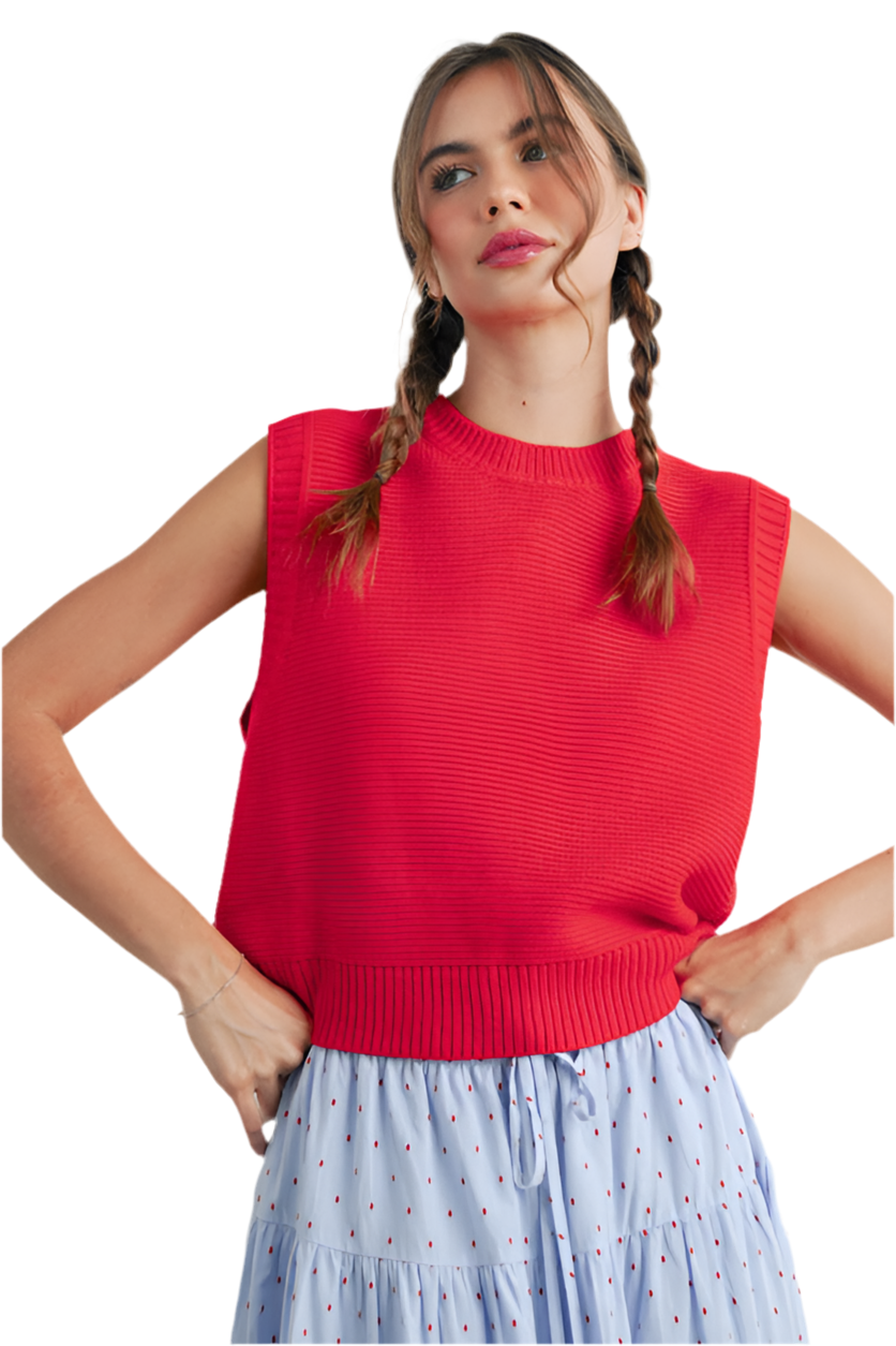 Sleeveless Knit Top with Tie back