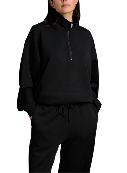 Tate Quarter Zip Pullover- Black