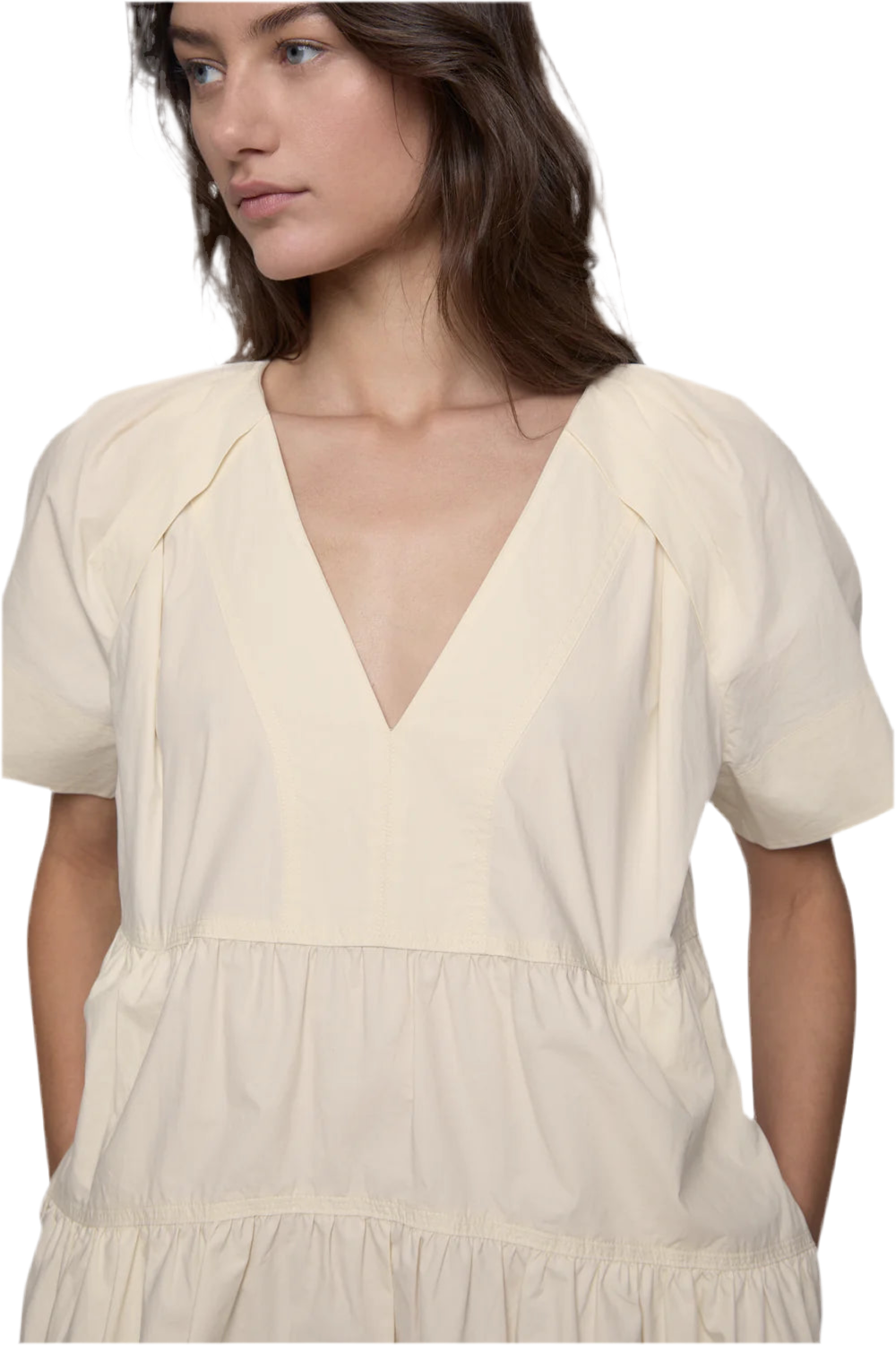 Vera Tiered Mini Dress- Chalk