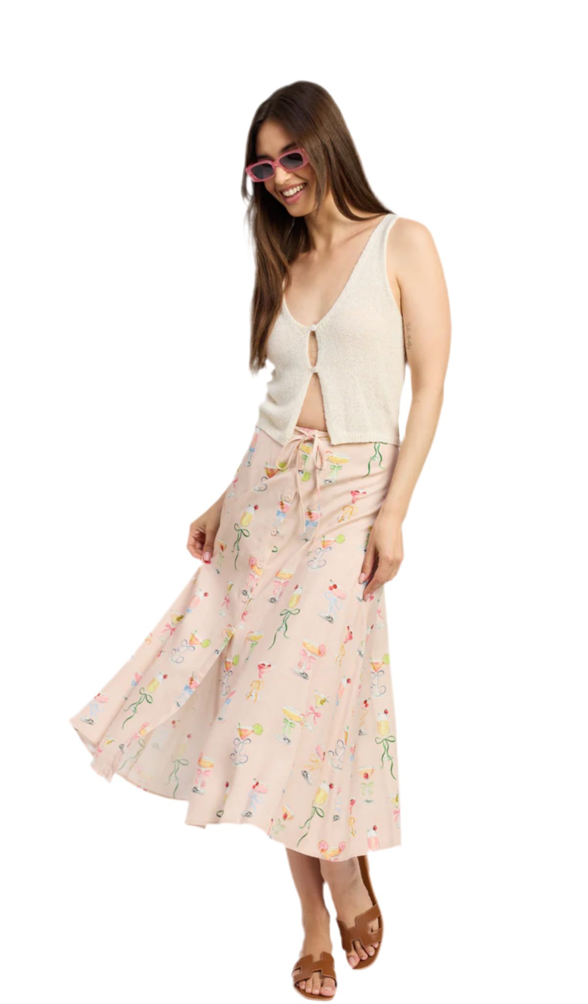 Mia Midi Skirt- Pink multi