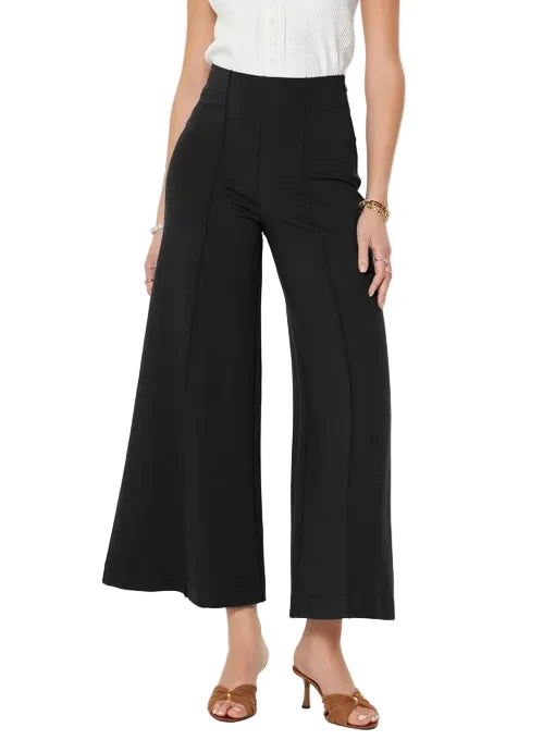 Ponte Flare Pintucked Pants- Black