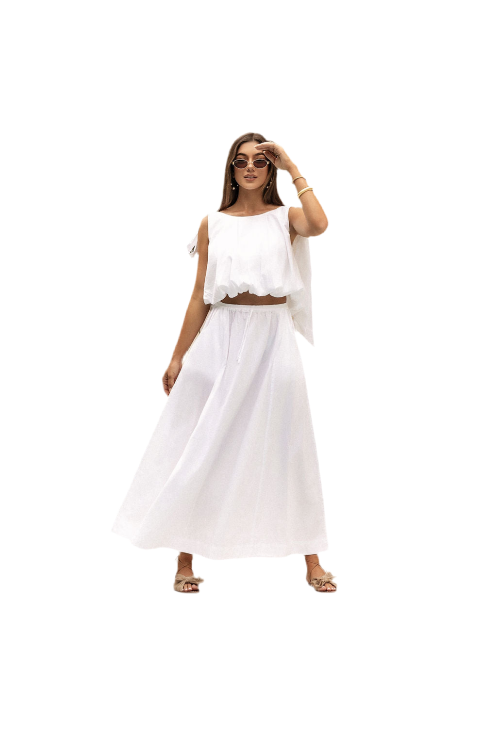Luca Cotton Maxi Skirt- White