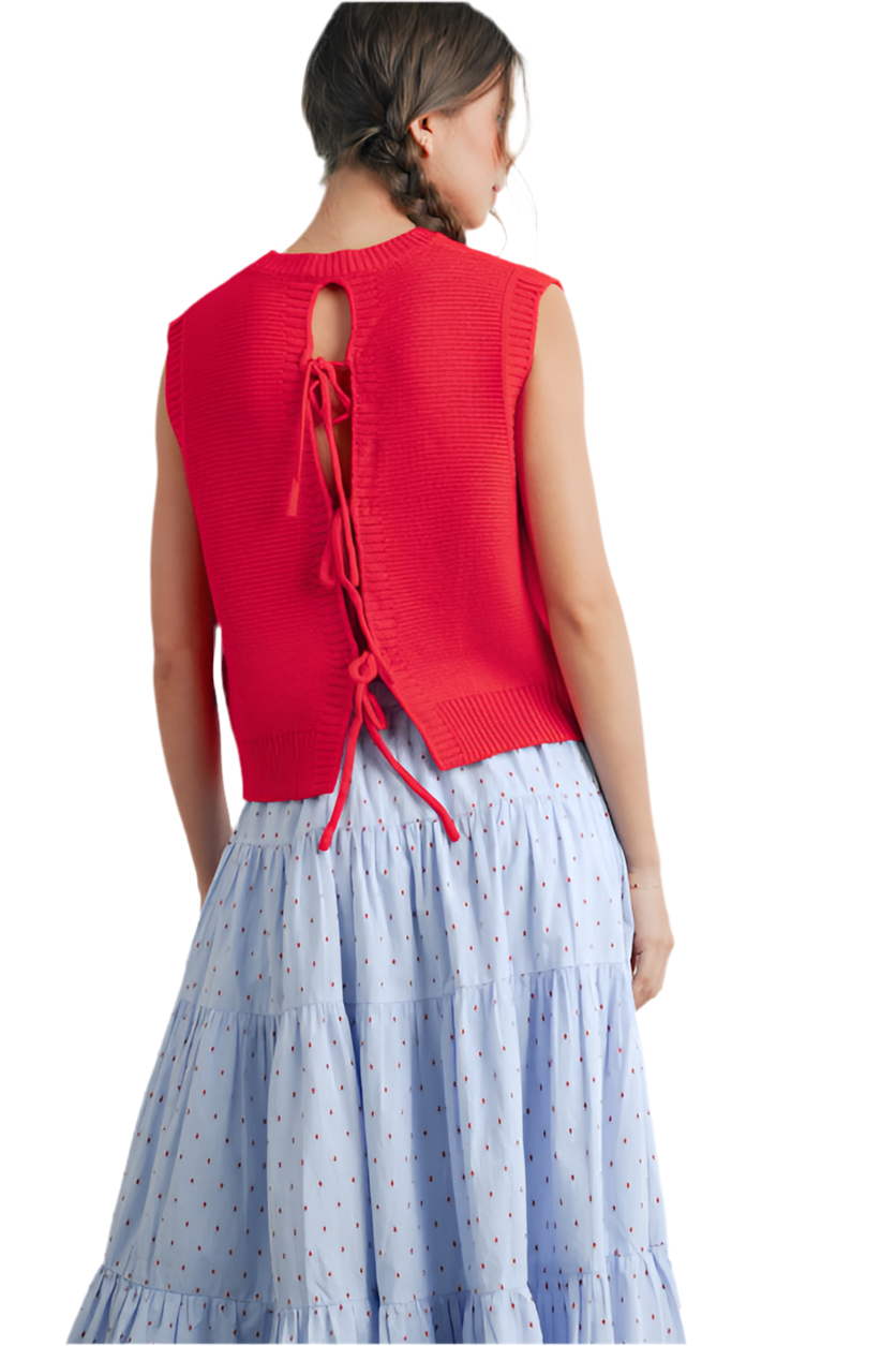 Sleeveless Knit Top with Tie back