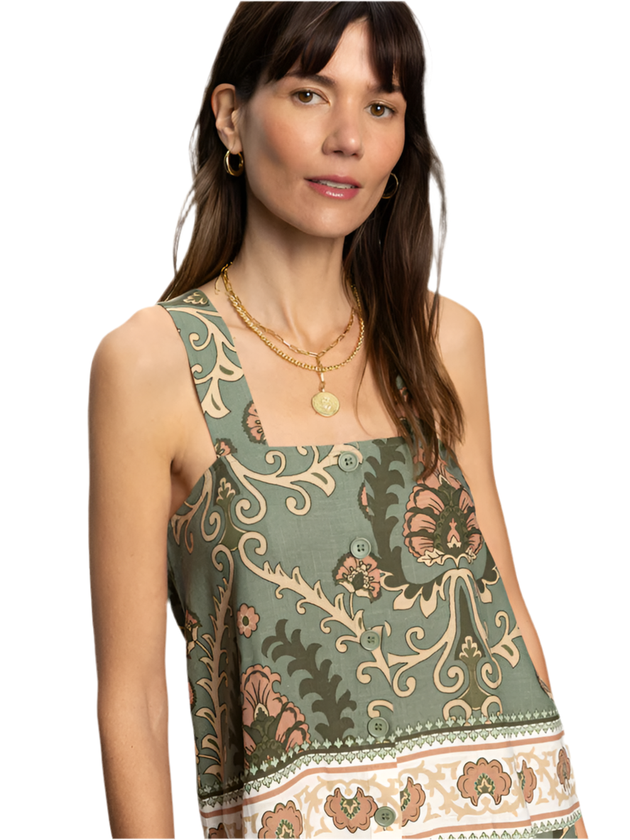Button Back Cami- Sage