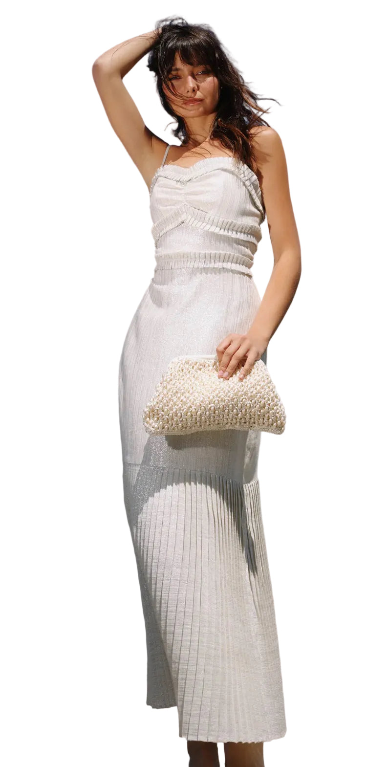 Valia Shimmer Maxi Dress- Silver