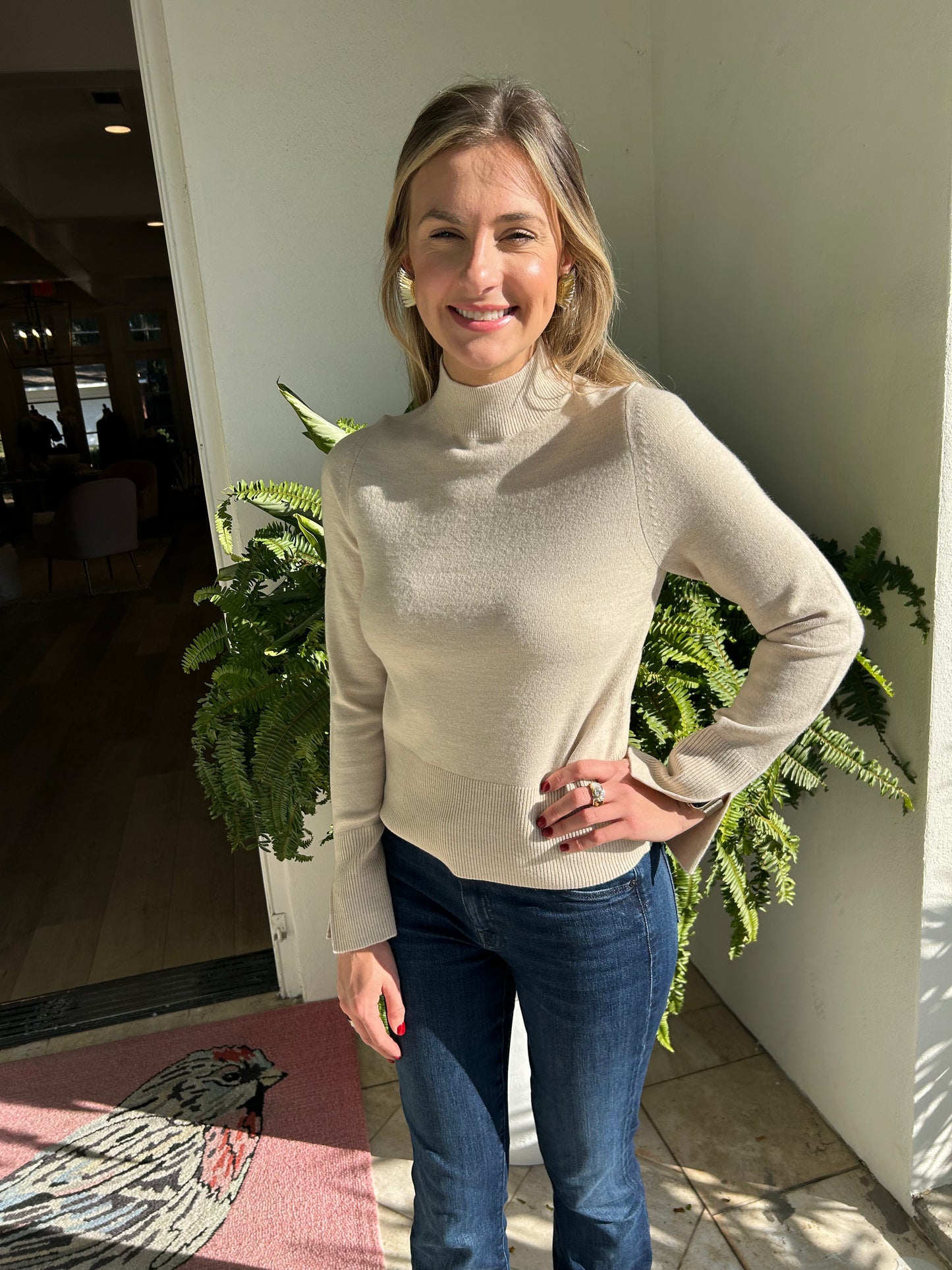 Babysoft High Neck Jumper- Light Oatmeal