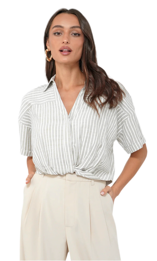 Maria Cropped Twist Front Shirt