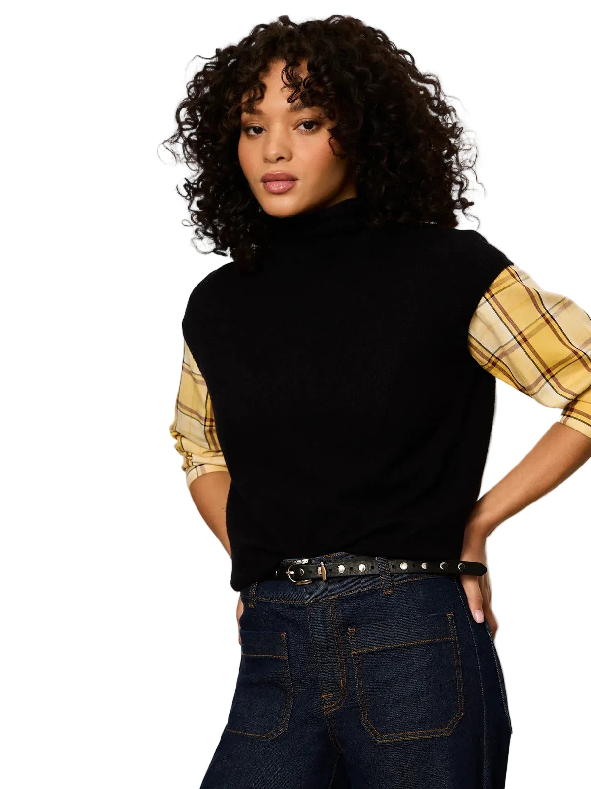 Mock Neck Sweater Shell- Black