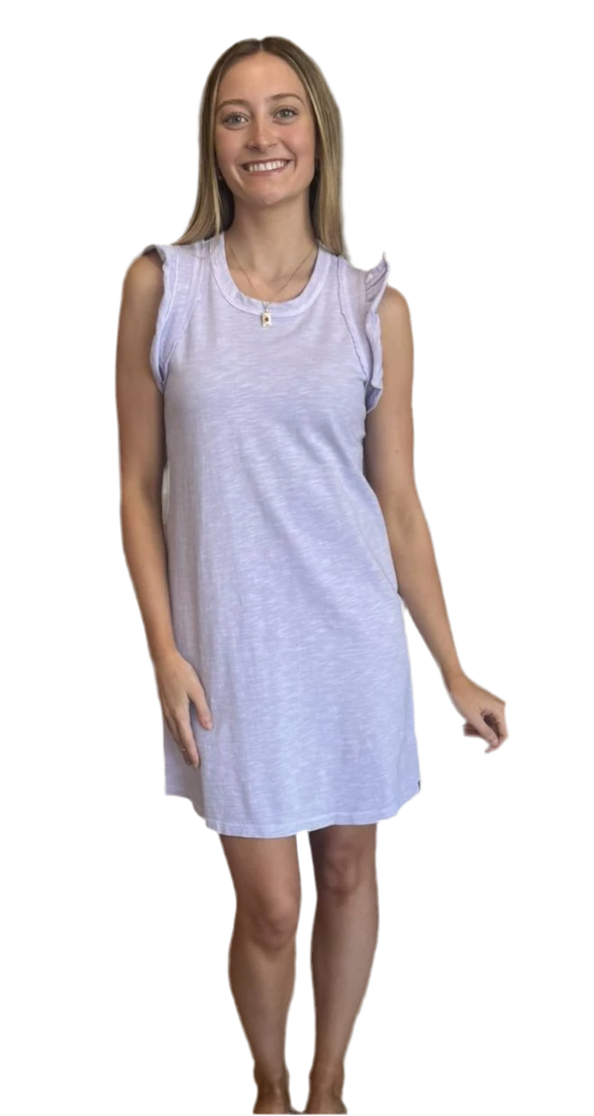 Jersey Flutter Sleeve Dress- Lavender