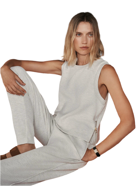 Shea Crop Tank- Ivory Marl