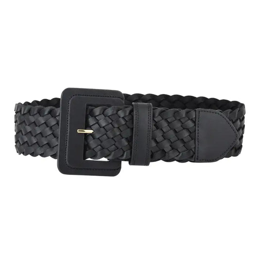 Braided Leather Belt- Black