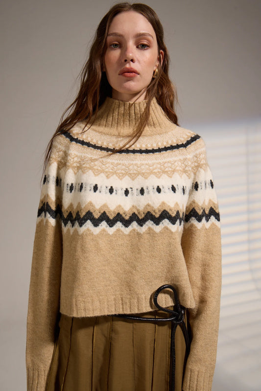 Cinnamon Turtleneck Sweater- Beige
