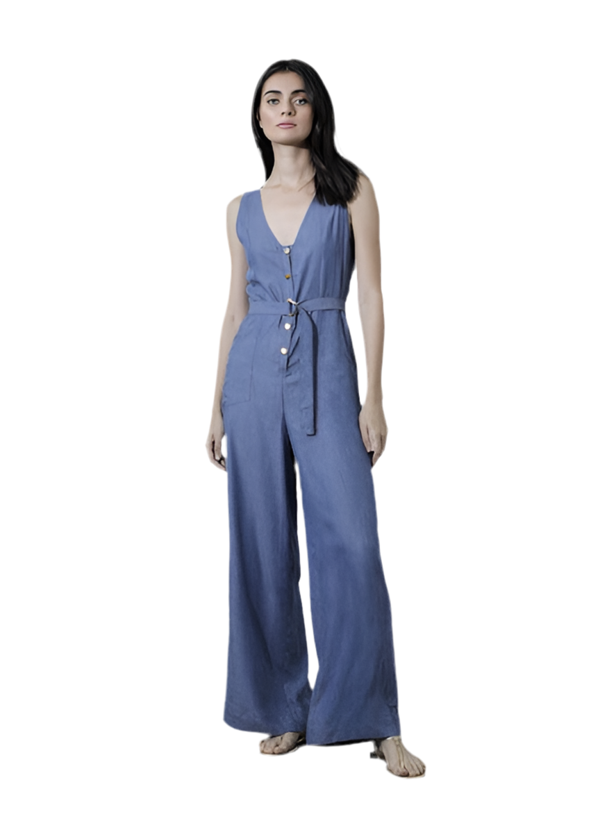 Karina Grimaldi Norma Denim Jumpsuit Chambray Chambray Xs