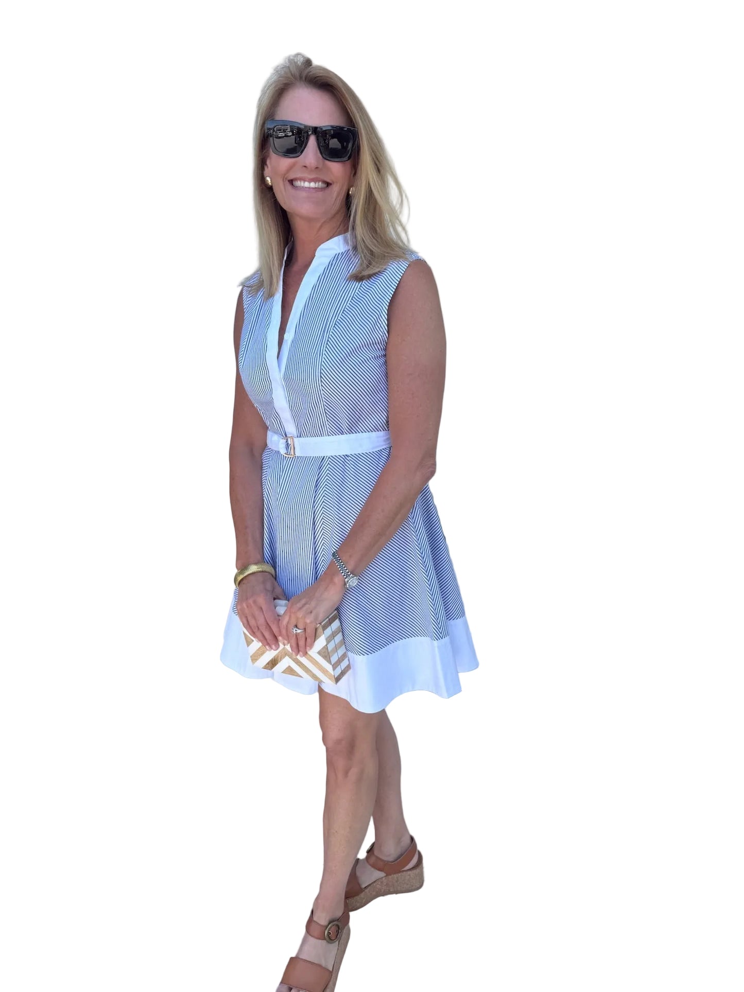 Candace Stripe Dress- blue