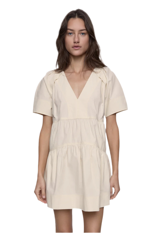 Vera Tiered Mini Dress- Chalk