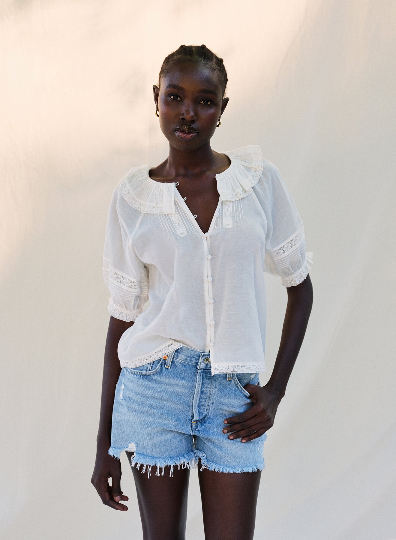 Virginia Short Sleeve Blouse- White