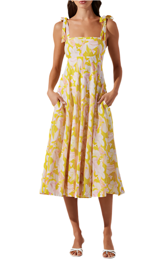 Shiann Midi Tie Shoulder Dress