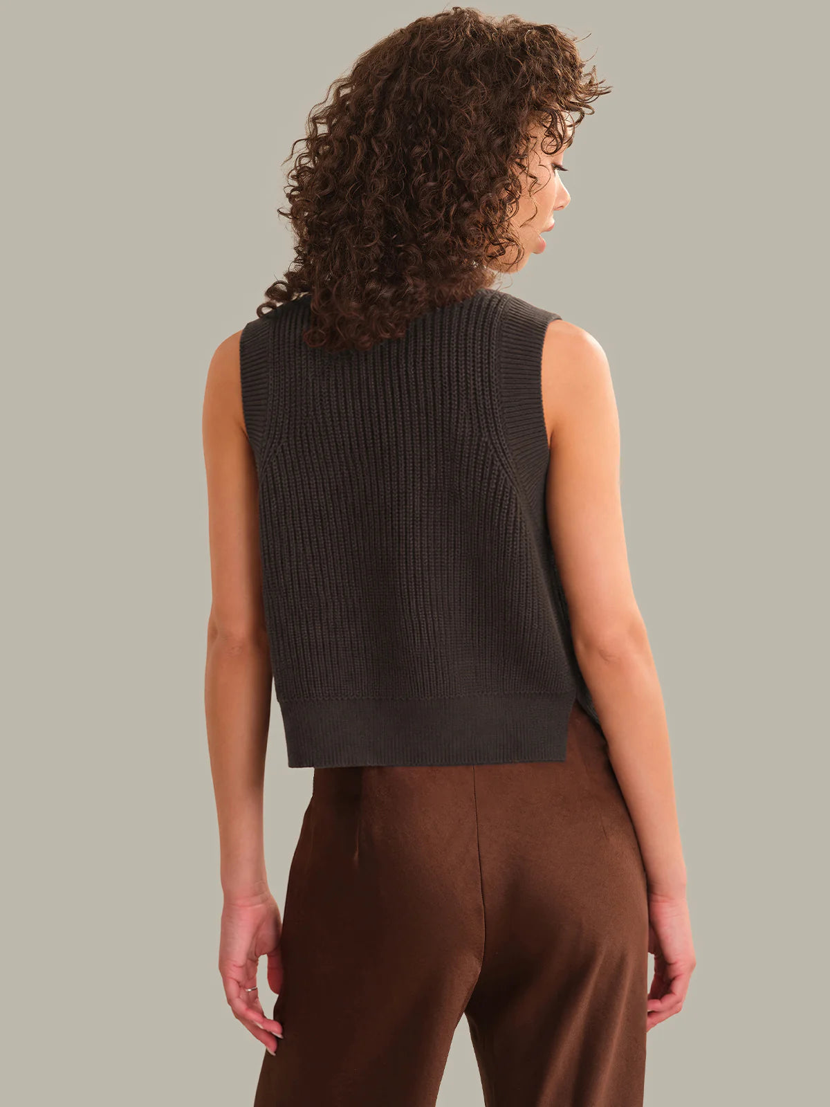 Demi High Crewneck Tank- Chocolate plum