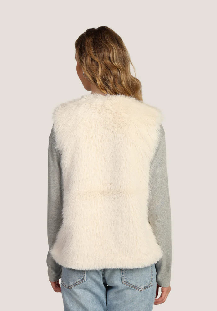 Ava Fur Vest- Soft White