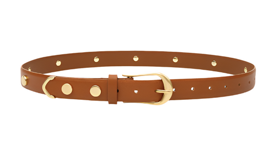 Imola Studded Belt- Cognac