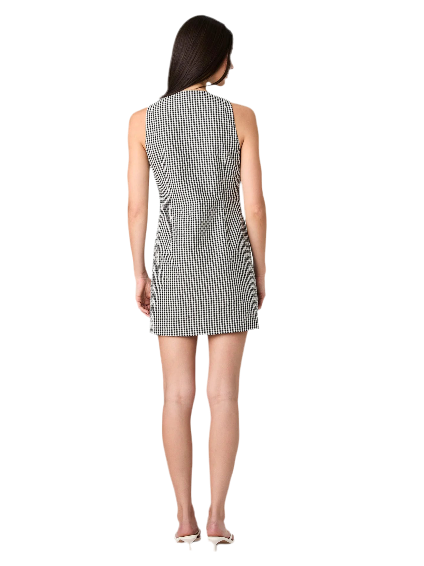 Gingham Button Down Mini Dress- Black