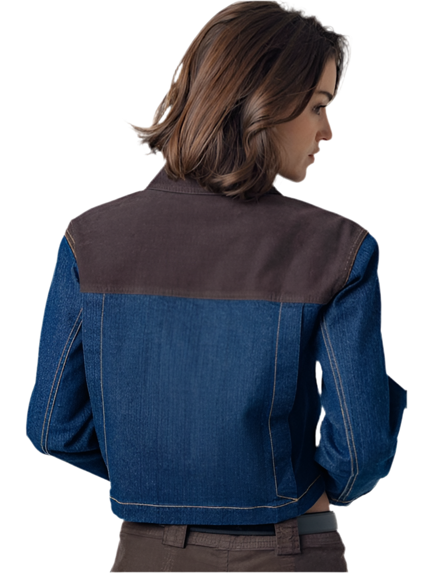 Klea Denim Jacket- Denim/Chocolate