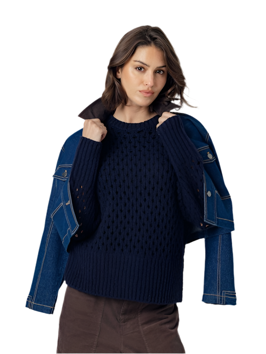 Klea Denim Jacket- Denim/Chocolate