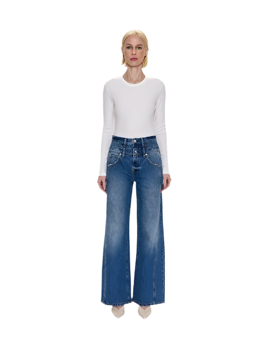 Caleb High Rise Stacked Jean- Echo