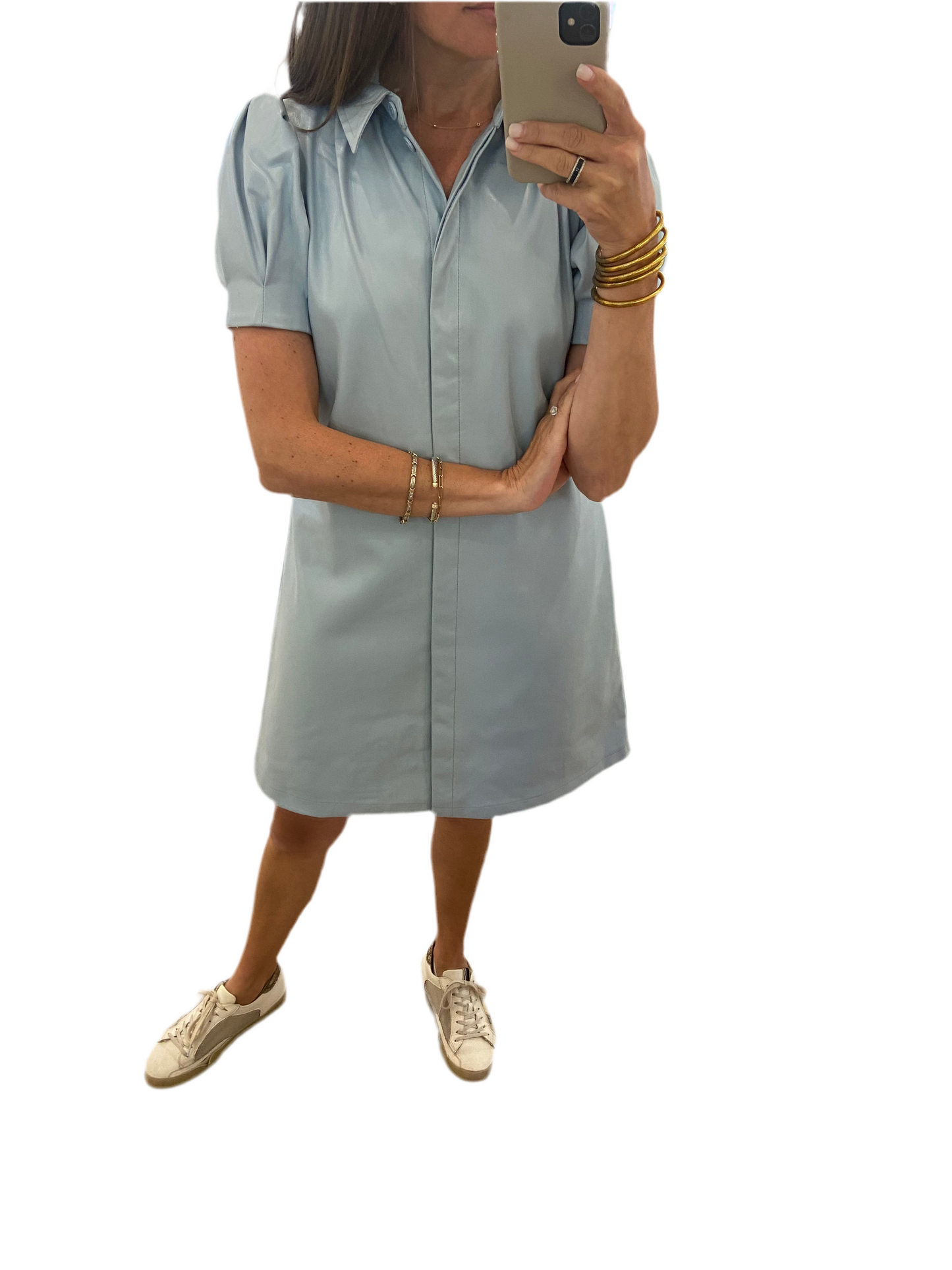 Collared Button Down Short Sleeve Dress