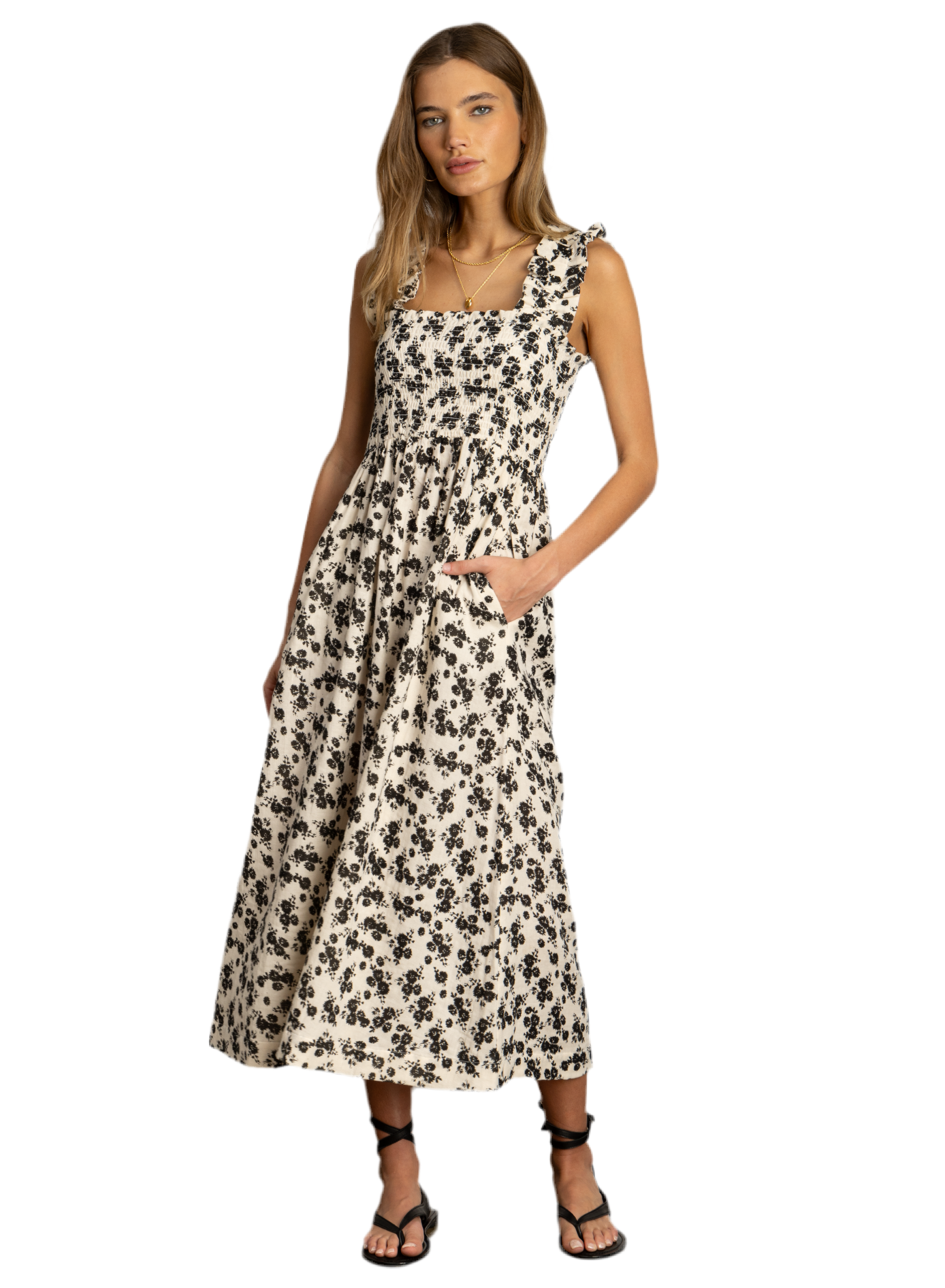 Mori Smock Dress- Black/Natural
