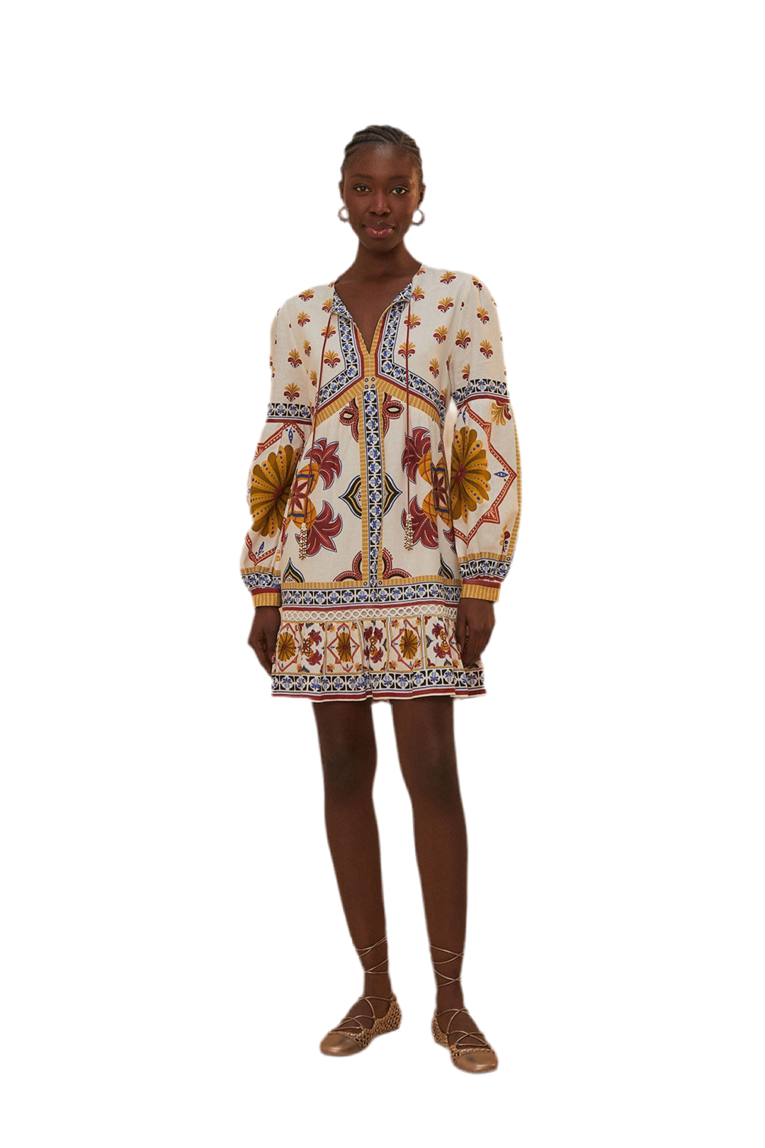 Mary's Tile Mini Dress- Off White