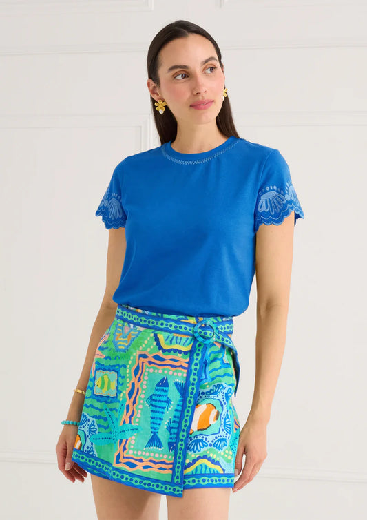 Chloe Scallop Tee- Blue