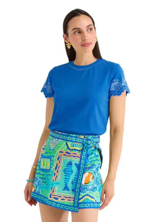 Chloe Scallop Tee- Blue