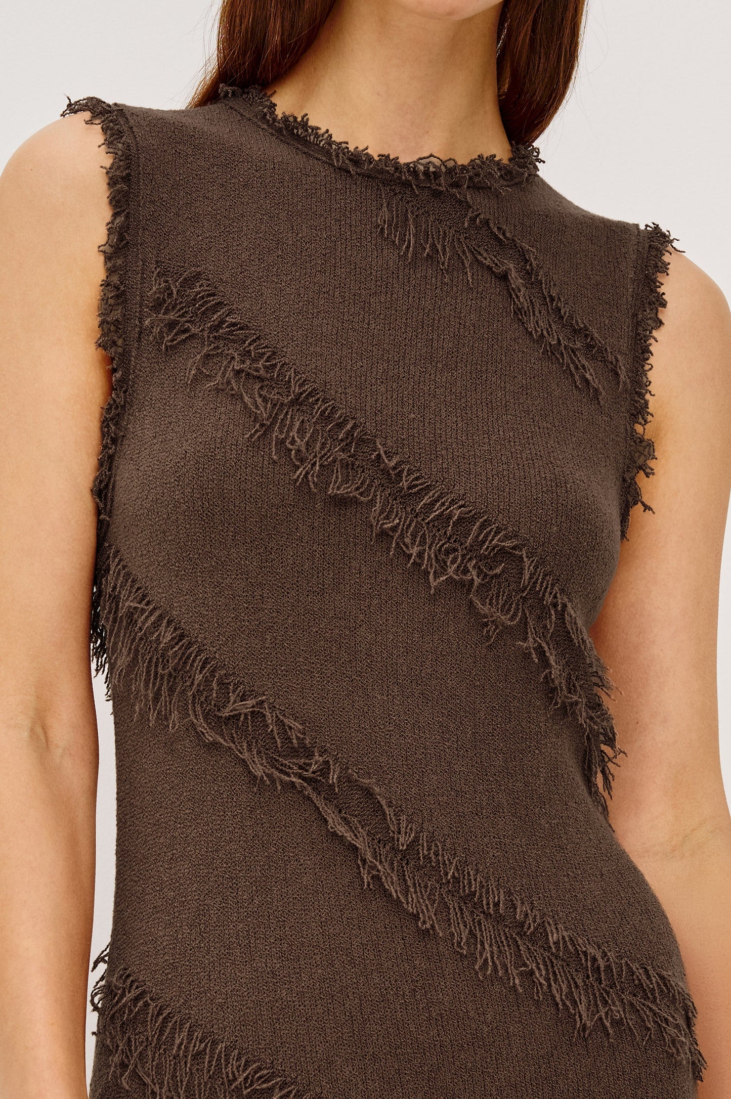 Claudia Fringe Midi Dress- Cinnamon