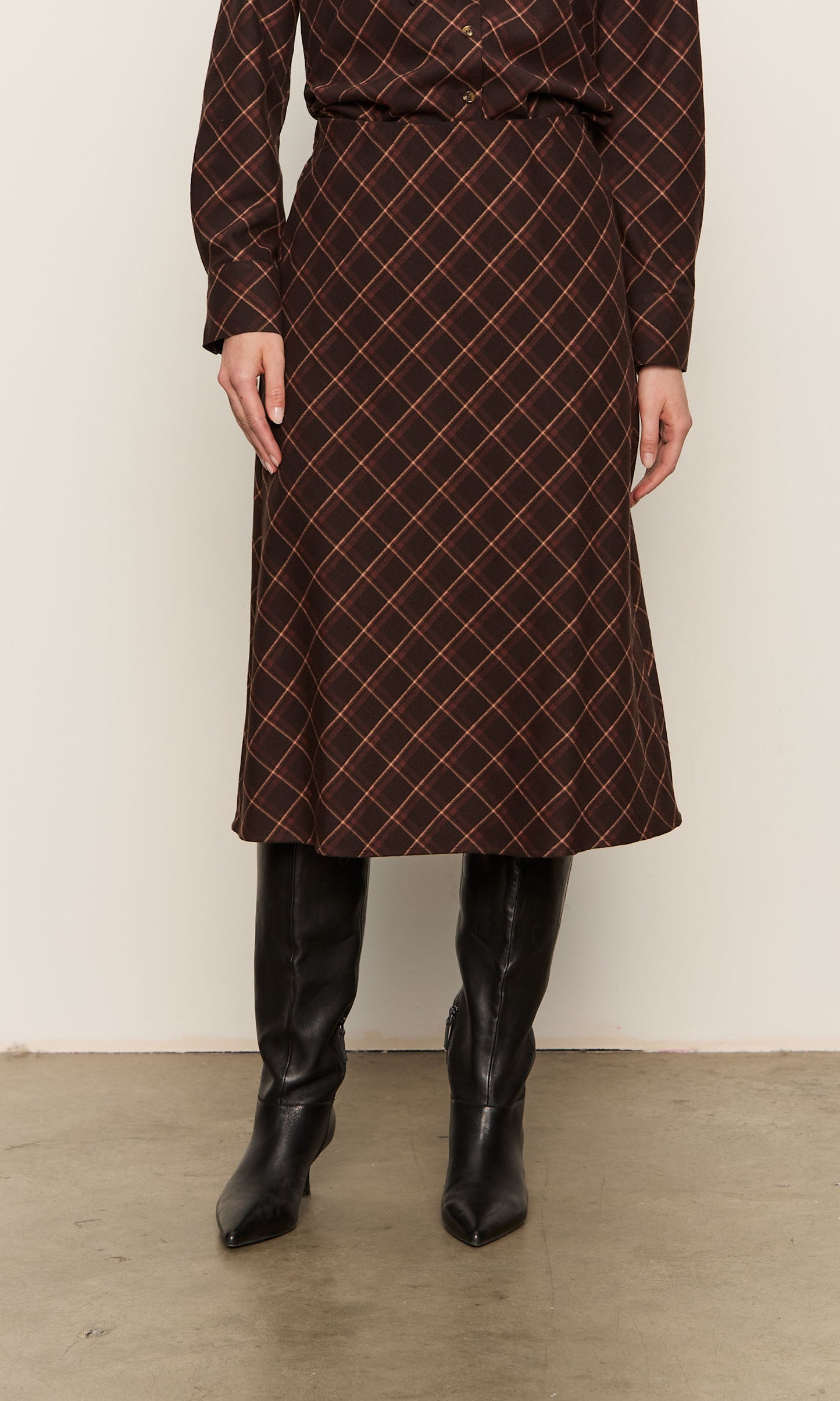 Autumn Plaid Skirt- Cocoa Plaid