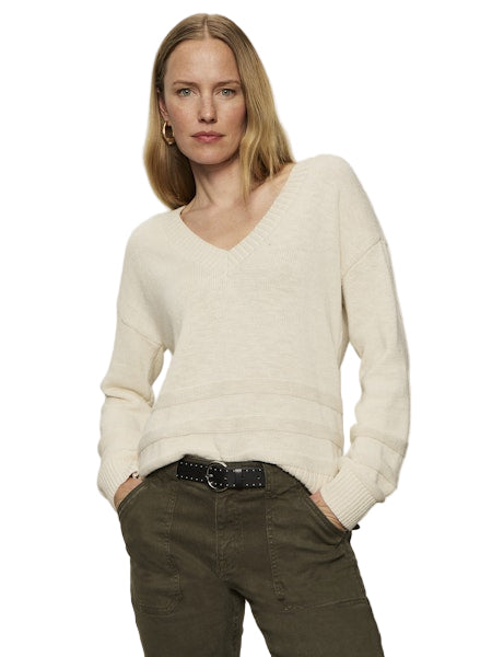 Classic V Neck Sweater- Chalk