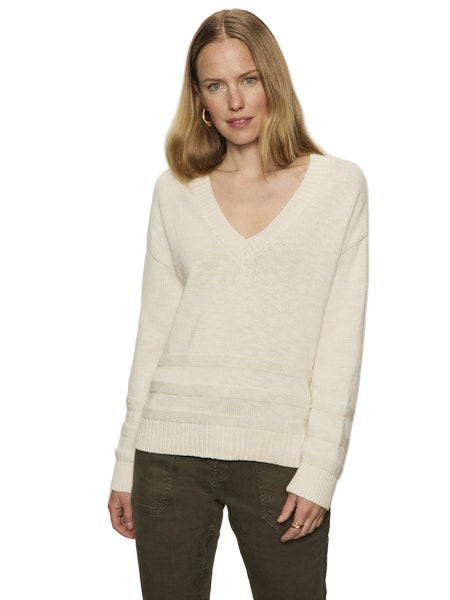 Classic V Neck Sweater- Chalk