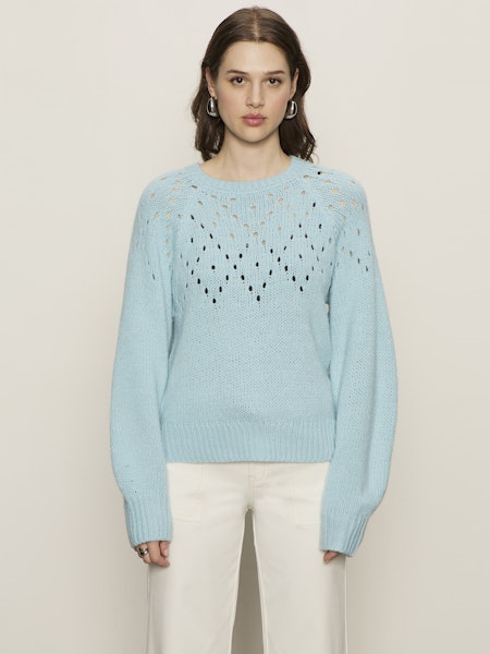 Femme Openwork Sweater- Aquamarine