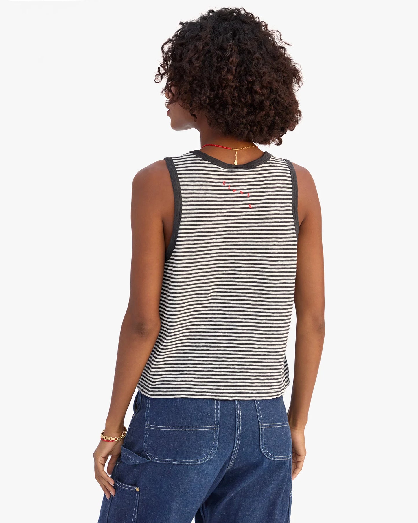 Camp Fit Striped Tank- Black/White
