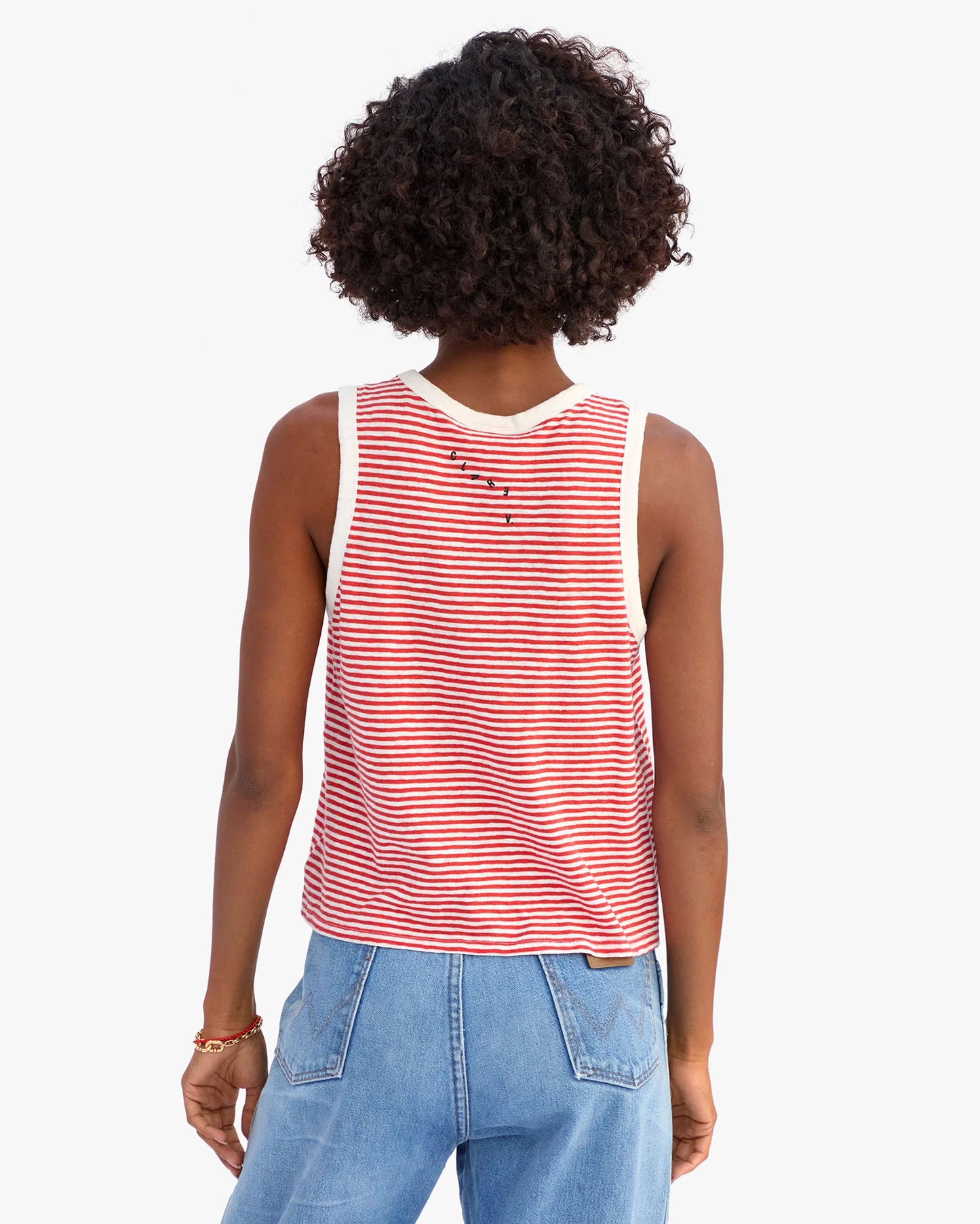 Camp Fit Striped Tank- Poppy