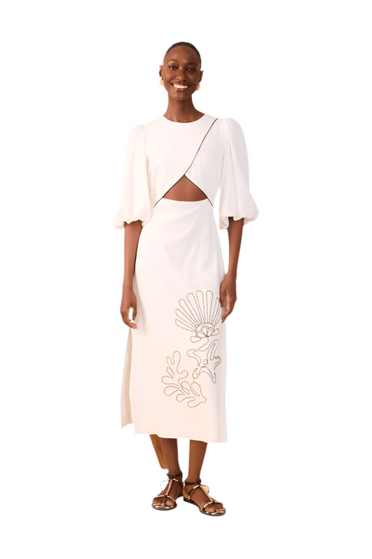 Shell Embroidered Maxi Dress