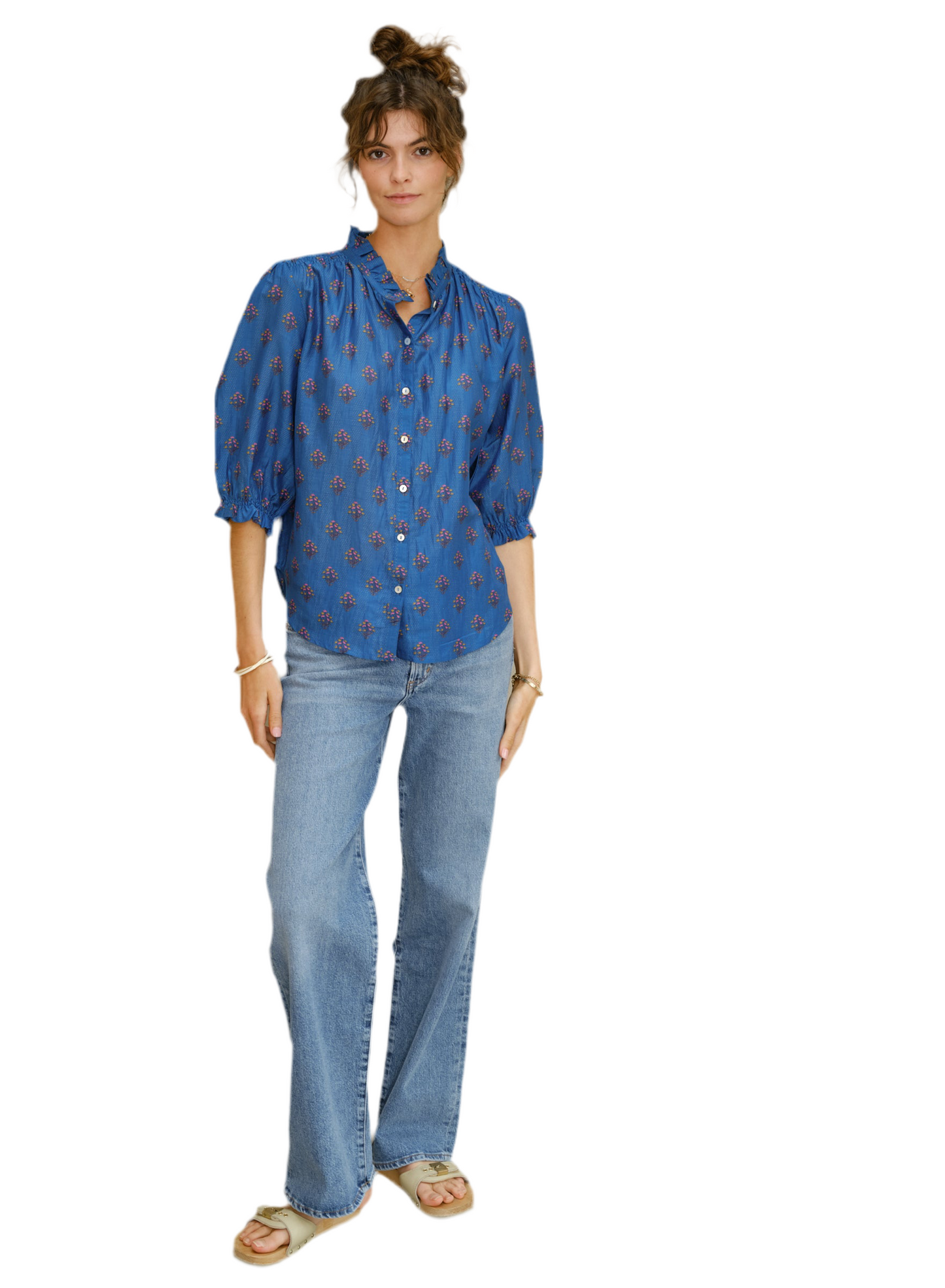Lindi Print Top- Blue