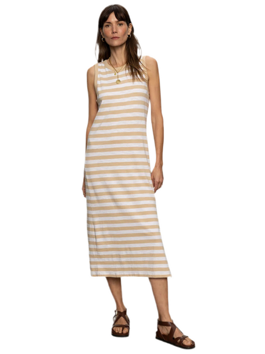 Contrast Trim Maxi- Sandstone Stripe