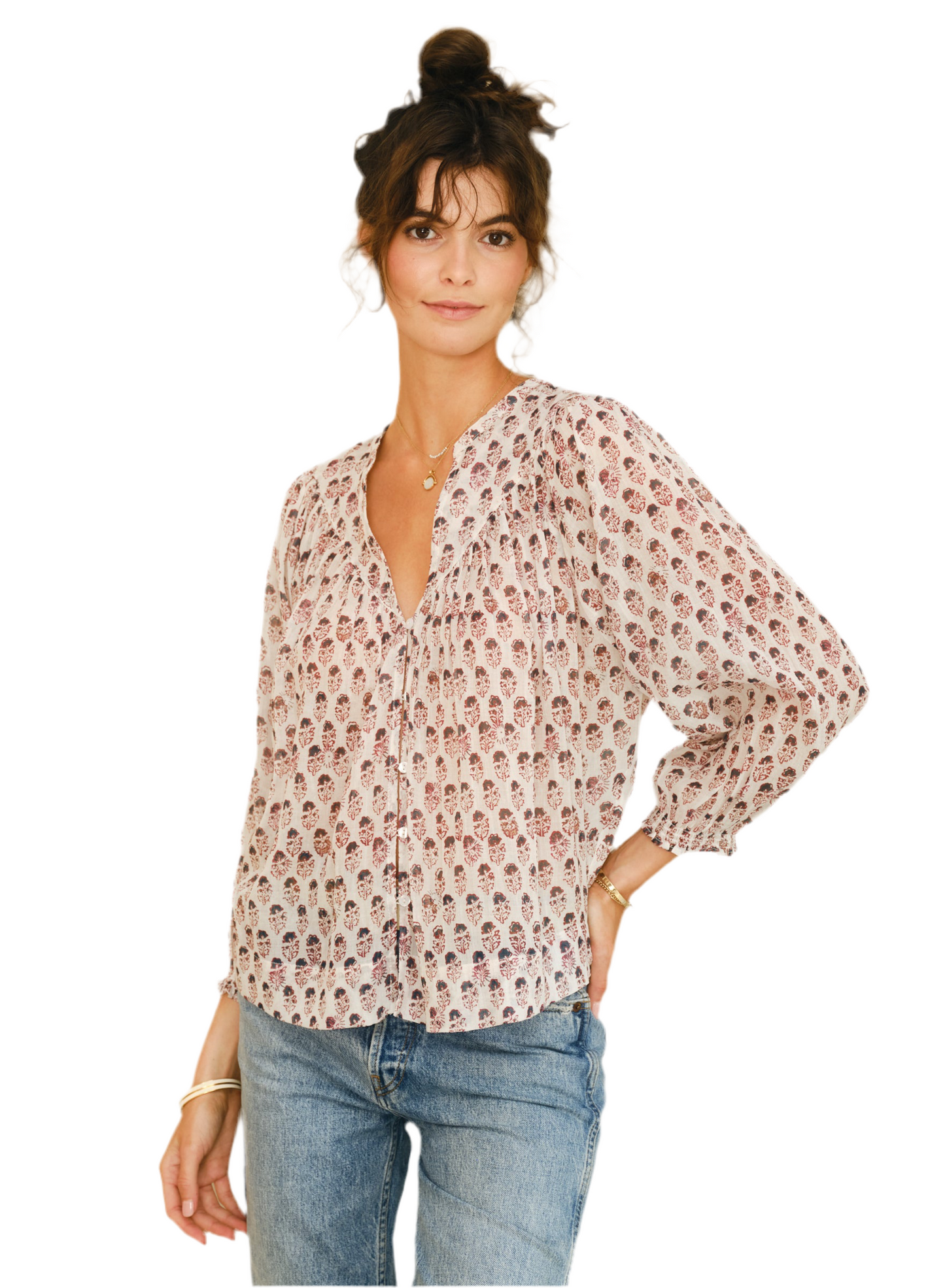Kiki Print Top- Blue