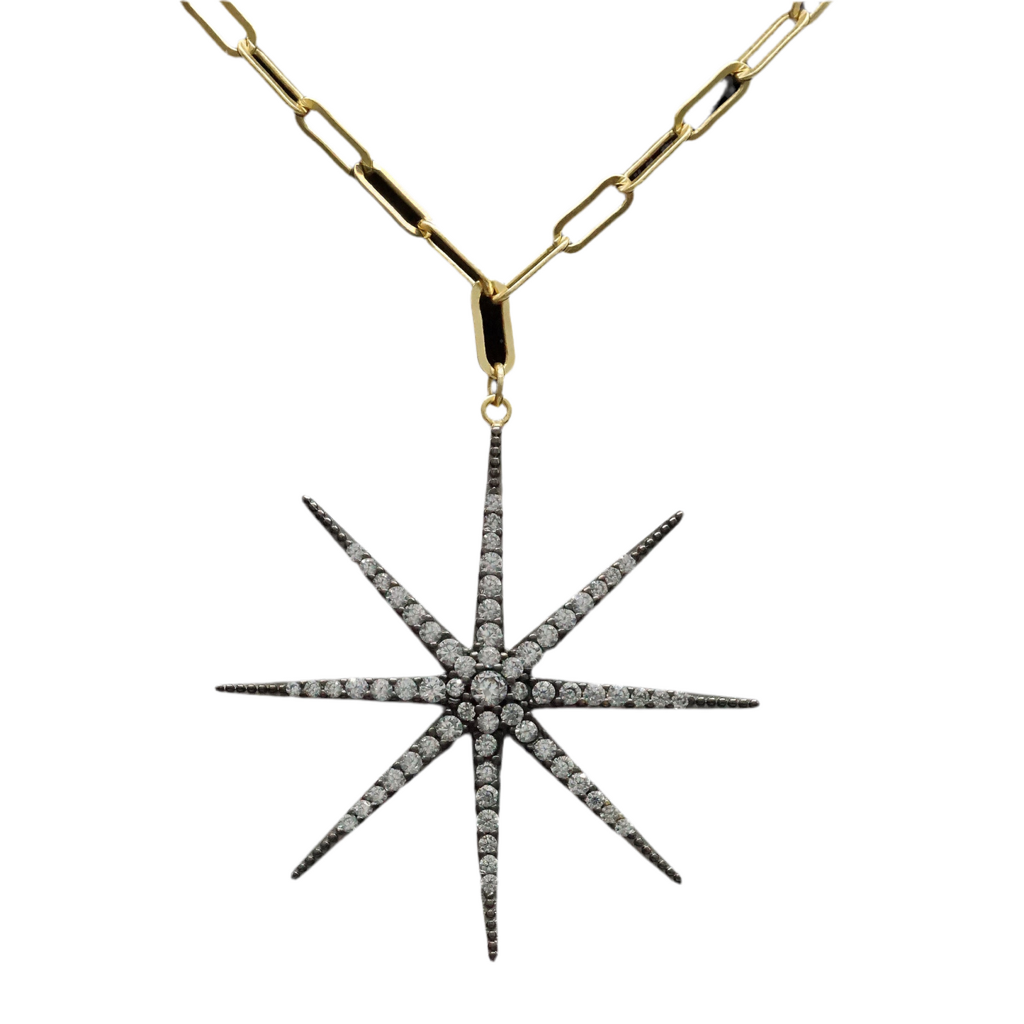 Pave Starburst Necklace- Gold