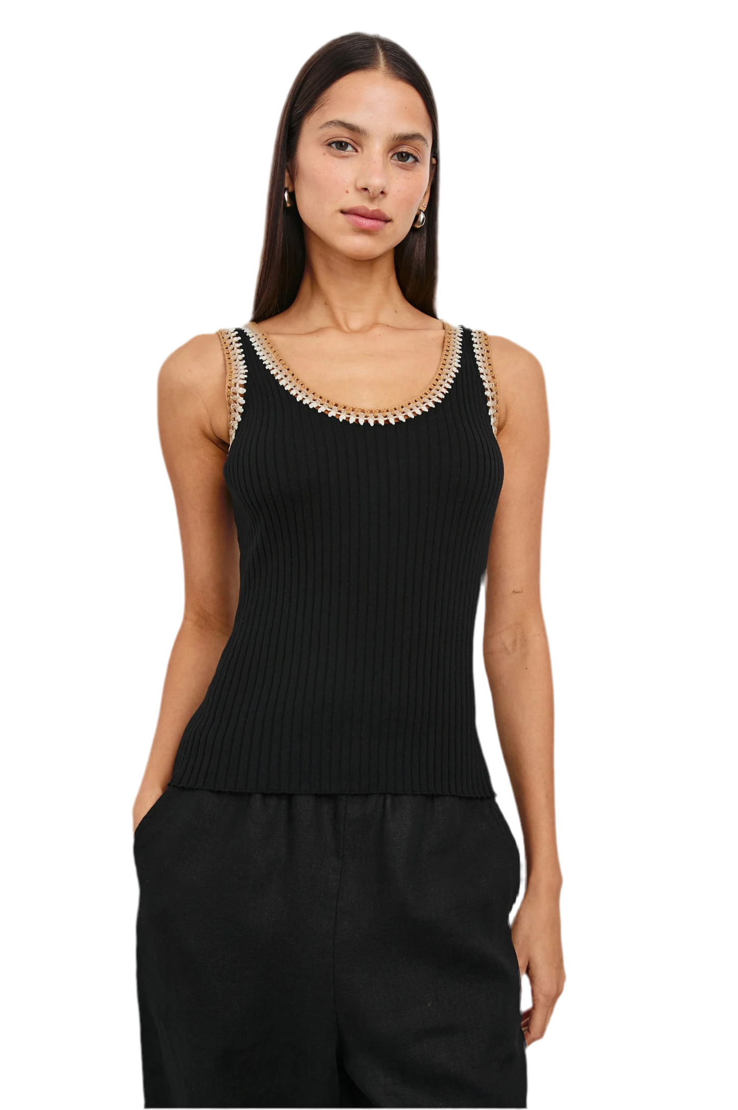 Estrella Ribbed Tank- Black