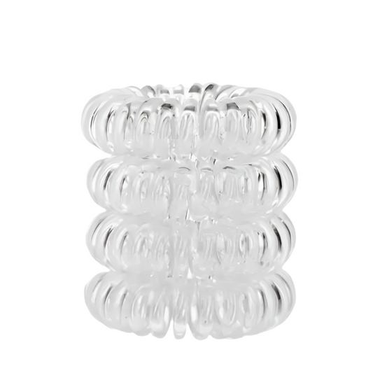 Spiral Hair Ties- 4pk Clear