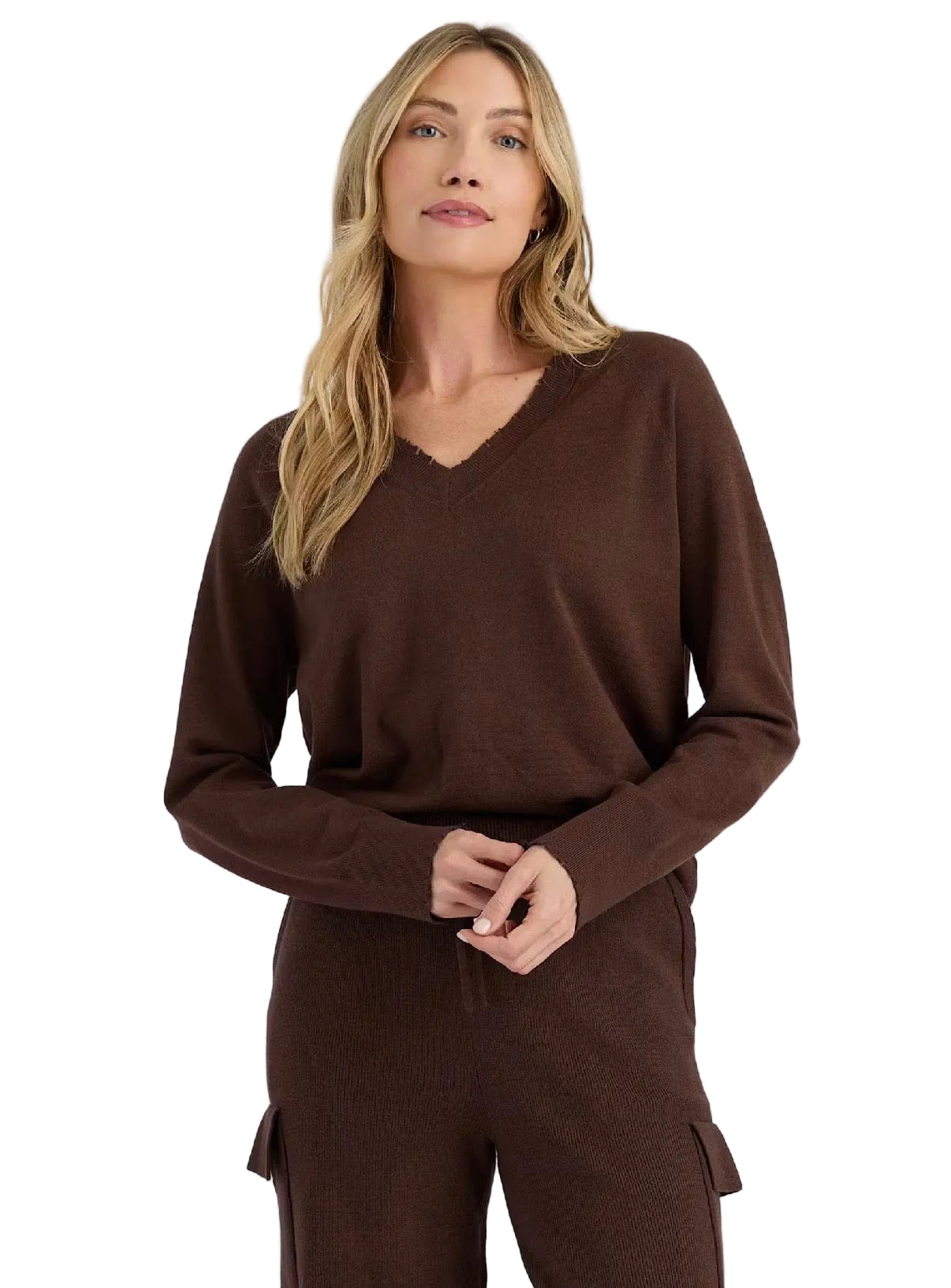 Nori V-Neck Sweater- Carob