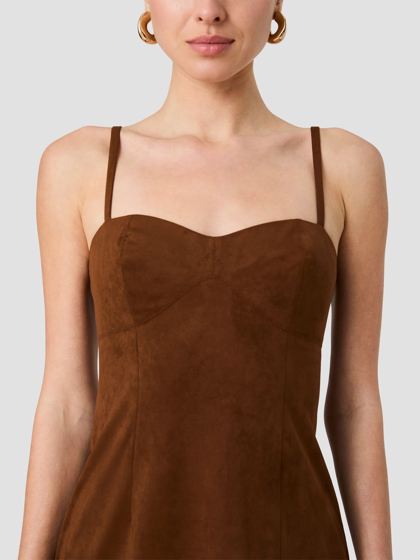 Sonja Suede Midi Dress- Brown