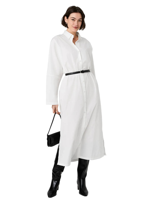 Cambria Cotton Maxi Shirt Dress- White